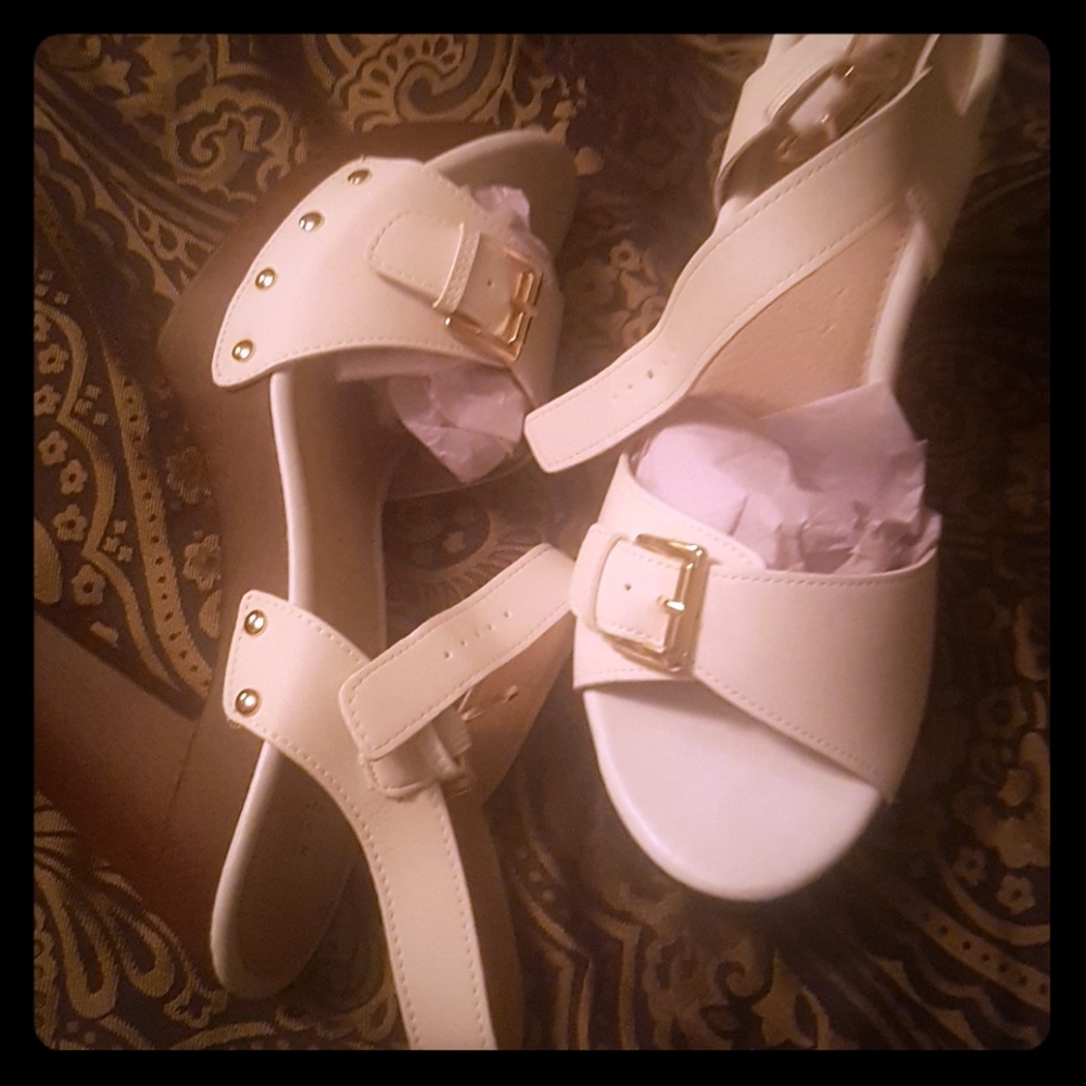 White platform sandals